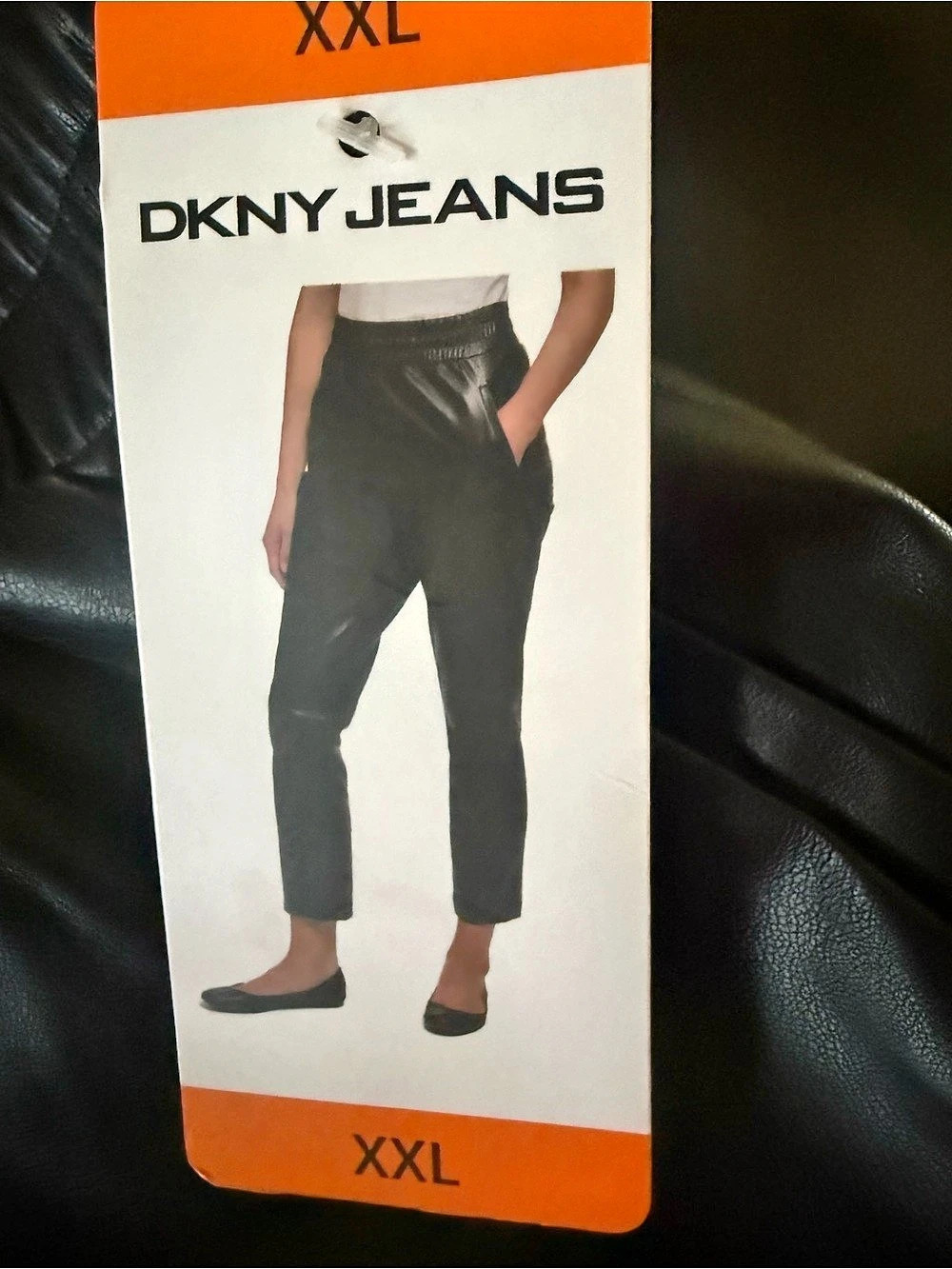 DKNY Jeans faux leather straight leg pants in Black XXL NWT - Picture 5 of 11